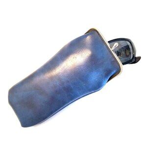 Eyeglasses Sunglasses Reading Glasses Case Kiss Clasp 7 x 4 in Vegan Leather Vtg